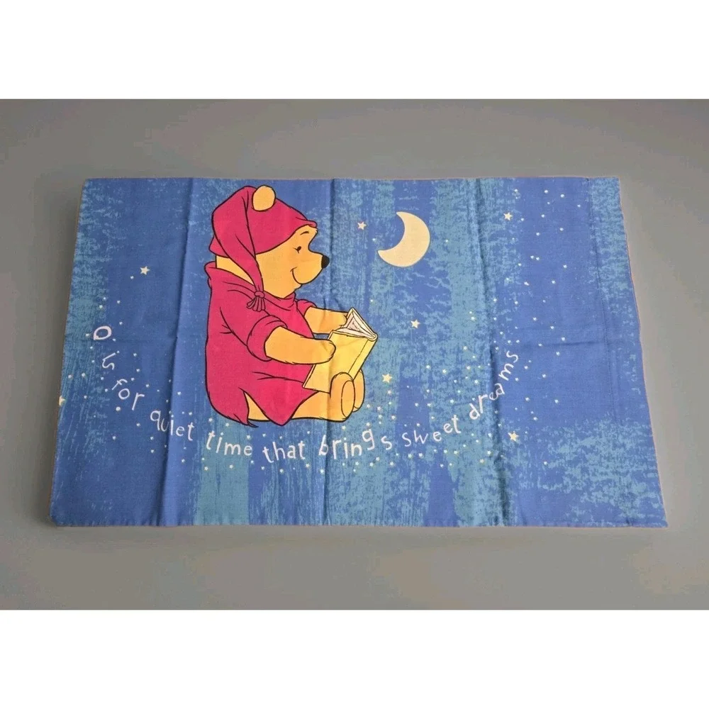 Vtg Disney Winnie Pooh Pillowcase Moon Beams and Honey Dreams 2 Sided Standard